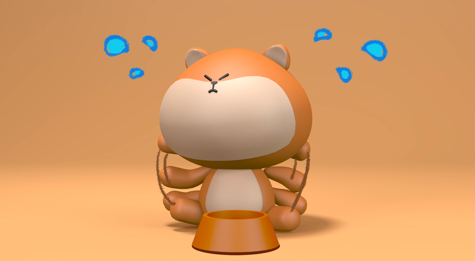 Brush effect on dog throwing a tantrum with tears